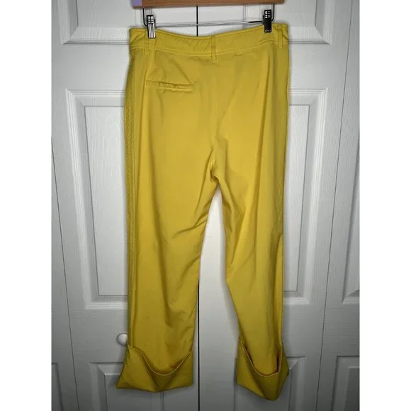 Rochas Orson Yellow Japanese Wool Cuffed Pants Women's Size IT 44